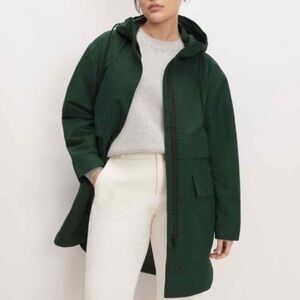 NEW NWT EVERLANE The ReNew Hooded Long Line Anorak Size XS Dark Green